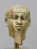 Head of Ptah; late 8th–mid 7th century BC; limestone; height: 1.58 cm; Metropolitan Museum of Art