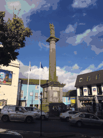 Monument to Daniel O'Connell in O'Connell Square, the site of the old courthouse where he won the Clare by-elections in 1828.