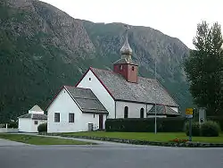 View of Hen Church in Isfjorden