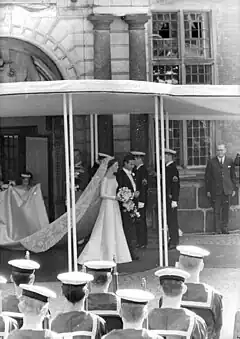 Then-Princess Margrethe in her wedding gown, a Bender creation, 1967