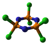 Hexachlorophosphazene ball-and-stick model