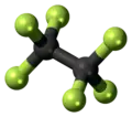 Ball-and-stick model of the hexafluoroethane molecule