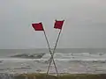 High tide warning at the beach during one of the monsoon days