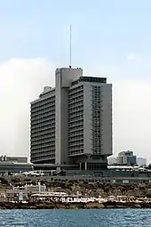 Hotel building on the shore of the sea