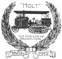 Holt Manufacturing Company logo, a Holt tractor surrounded by a laurel wreath