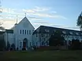 Holy Spirit church facade at daybreak