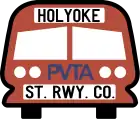 Logo of the Holyoke Street Railway Co.as a contractor for the PVTA c. 1978-1987