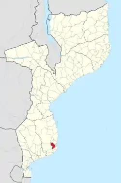 Homoine District on the map of Mozambique