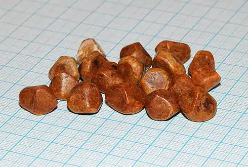 Numerous small gallstones made up largely of cholesterol