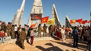 Fighters from the IRPGF and IFB at the burial of Destan Temmuz, an MLKP fighter.