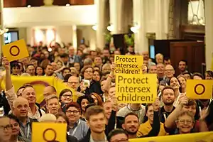 ILGA-Europe conference 2018 participants on Intersex Awareness Day, 2018