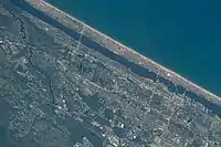 Bridges over the Halifax River on July 4, 2022; taken from the International Space Station