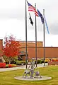 Idaho Falls Library; sculpture by Marilyn Hoff Hansen dedicated to Wilson Rawls, author of Where the Red Fern Grows