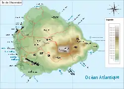 Map of Ascension Island showing Georgetown's location