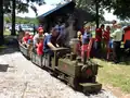 A miniature passenger train at the Illiana Antique Power Exhibition, one mile west of Rainsville.