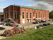 Former blowing engine building of Ilseder Hütte, in front a Ljungström turbine