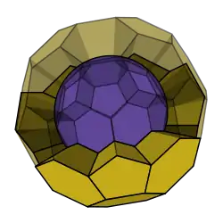 Cut away diagram of soccer ball like arrangement, with an inner and an outer ball.