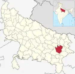 Location of Azamgarh district in Uttar Pradesh