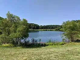 Aerial view of Indigo Lake in Summer 2020