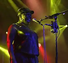 Sharon Funchess performing with Light Asylum at Infest Festival in 2019.