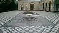 The courtyard of the palace, with zellij-covered fountains