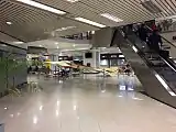 A vintage aircraft on display in the main concourse