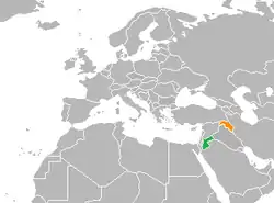 Map indicating locations of Jordan and Kurdistan Region