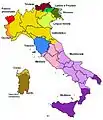 Main linguistic groups of Italy