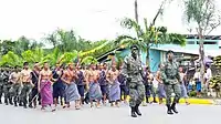 Soldiers of the Jungle Commands Group parading in Tena