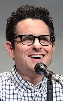 J. J. Abrams talks at a convention.