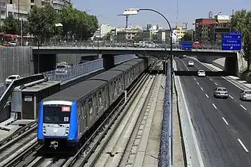 A part of the Pan American Highway in Chile contains the line 2 of the Santiago Metro in its median.