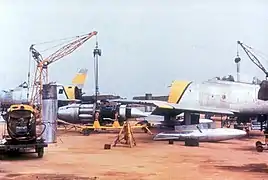 Engine change on an F-86E, 1952