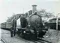 A JGR steam locomotive at the station around 1901