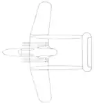 Proposed CL-armament for the Saab 21R, consisting of four 95 mm internal propellant caseless cannons mounted in the wings