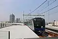 The Jakarta MRT TS12 rolling stock entering Fatmawati Indomaret Station.