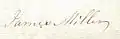 Signature of James Miller who inherited Chapelton, then called Laigh Chapelton, in 1775.