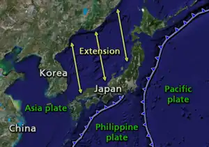 Image 23The islands comprising the Japanese Archipelago were separated from the Asian continent by back-arc spreading. (from Geography of Japan)