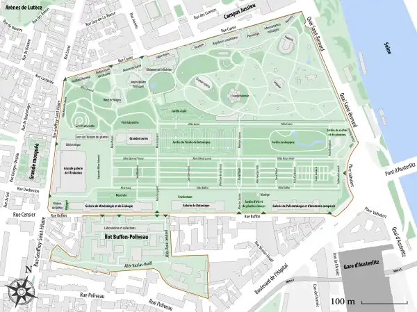 Plan showing galleries of the National Museum of Natural History, within the Jardin des Plantes Paris