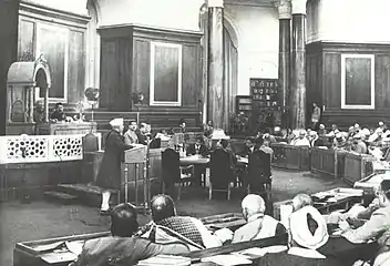 Jawaharlal Nehru addressing the Constituent Assembly in 1946.