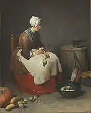 Jean-Baptiste-Siméon Chardin, Woman Cleaning Turnips, c. 1738, Alte Pinakothek.