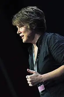 Photo of Jean Burgess presenting at the Lift Conference, Geneva, 2010