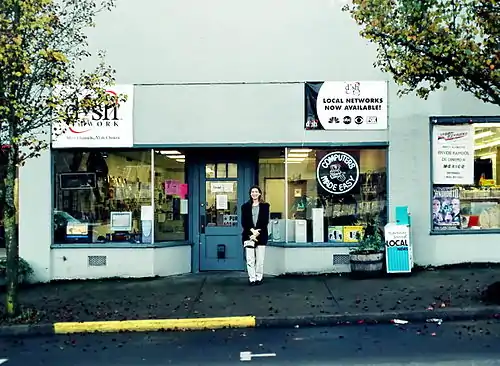 Ellsworth, in front of one of her stores, Computers Made Easy in 2000.mw-parser-output cite.citation{font-style:inherit;word-wrap:break-word}.mw-parser-output .citation q{quotes:"\"""\"""'""'"}.mw-parser-output .citation:target{background-color:rgba(0,127,255,0.133)}.mw-parser-output .id-lock-free a,.mw-parser-output .citation .cs1-lock-free a{background:url("//upload.wikimedia.org/wikipedia/commons/6/65/Lock-green.svg")right 0.1em center/9px no-repeat}.mw-parser-output .id-lock-limited a,.mw-parser-output .id-lock-registration a,.mw-parser-output .citation .cs1-lock-limited a,.mw-parser-output .citation .cs1-lock-registration a{background:url("//upload.wikimedia.org/wikipedia/commons/d/d6/Lock-gray-alt-2.svg")right 0.1em center/9px no-repeat}.mw-parser-output .id-lock-subscription a,.mw-parser-output .citation .cs1-lock-subscription a{background:url("//upload.wikimedia.org/wikipedia/commons/a/aa/Lock-red-alt-2.svg")right 0.1em center/9px no-repeat}.mw-parser-output .cs1-ws-icon a{background:url("//upload.wikimedia.org/wikipedia/commons/4/4c/Wikisource-logo.svg")right 0.1em center/12px no-repeat}.mw-parser-output .cs1-code{color:inherit;background:inherit;border:none;padding:inherit}.mw-parser-output .cs1-hidden-error{display:none;color:#d33}.mw-parser-output .cs1-visible-error{color:#d33}.mw-parser-output .cs1-maint{display:none;color:#3a3;margin-left:0.3em}.mw-parser-output .cs1-format{font-size:95%}.mw-parser-output .cs1-kern-left{padding-left:0.2em}.mw-parser-output .cs1-kern-right{padding-right:0.2em}.mw-parser-output .citation .mw-selflink{font-weight:inherit}"COMPUTERS MADE EASY I INC". Business Registry. Oregon Secretary of State. Retrieved September 28, 2021.