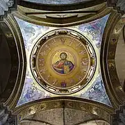 The Christ Pantocrator mosaic inside the catholicon dome