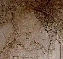 Head of bishop, carved on his tomb