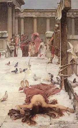 Oil painting of Saint Eulalia by John William Waterhouse