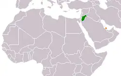 Map indicating locations of Jordan and Qatar