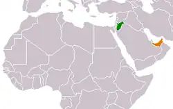 Map indicating locations of Jordan and United Arab Emirates