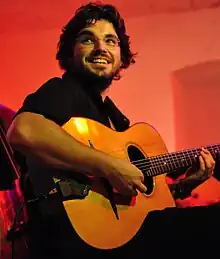 Joscho Stephan with his Volkert D-hole guitar