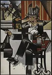 Juan Gris, 1912, Man in a Café, oil on canvas, 127.6 × 88.3 cm, Philadelphia Museum of Art