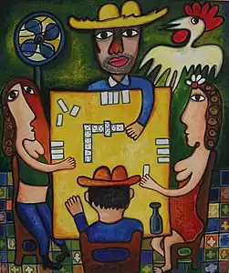 Juego de Domino, Oil on canvas by Jose Fuster.